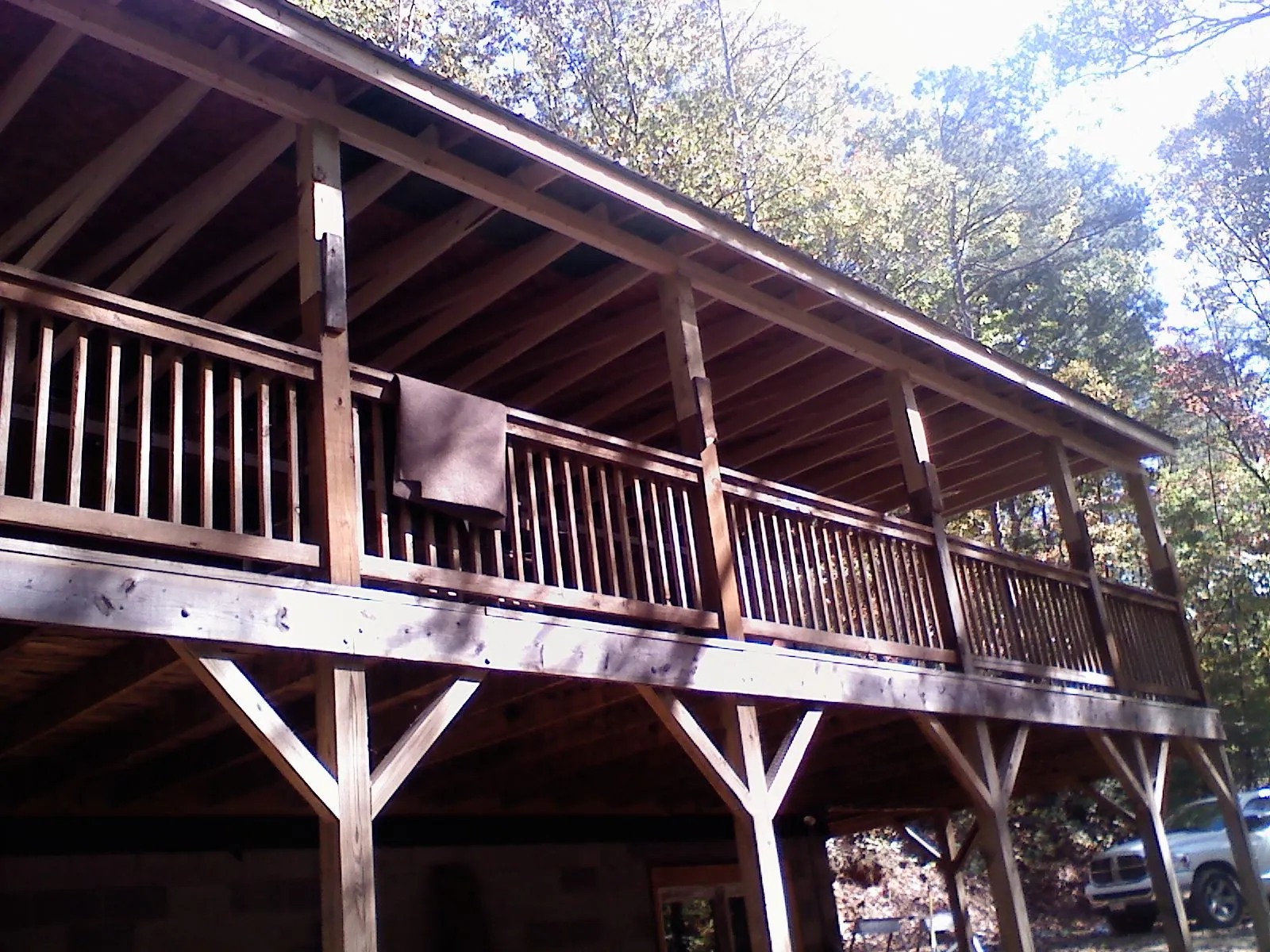 Timber framing under a new elevated porch and deck — Roof Leak Repair in Trivoli by Roofing Brothers